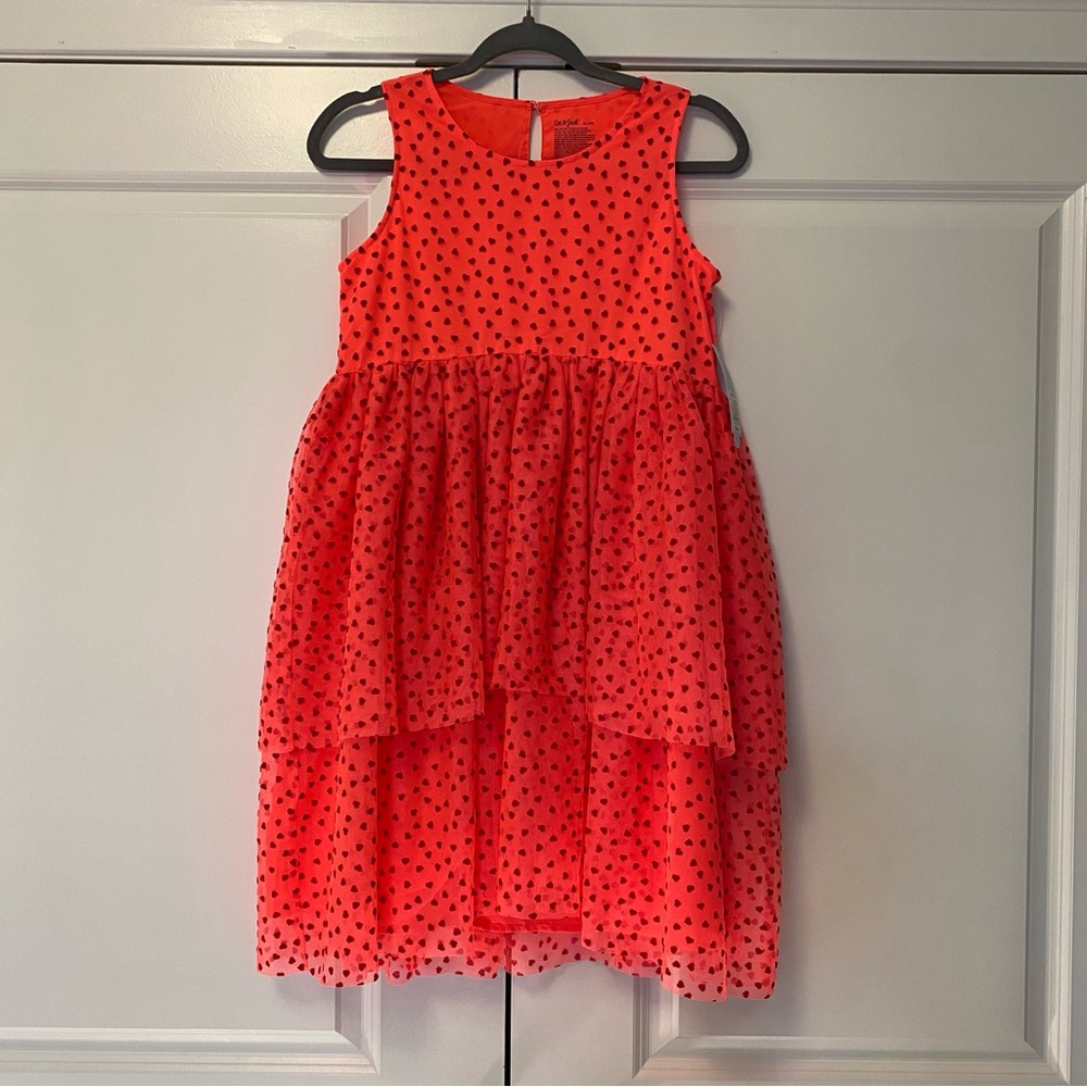 Cat & Jack Red Dress with Hearts and Tulle, Size XL (14), NWT